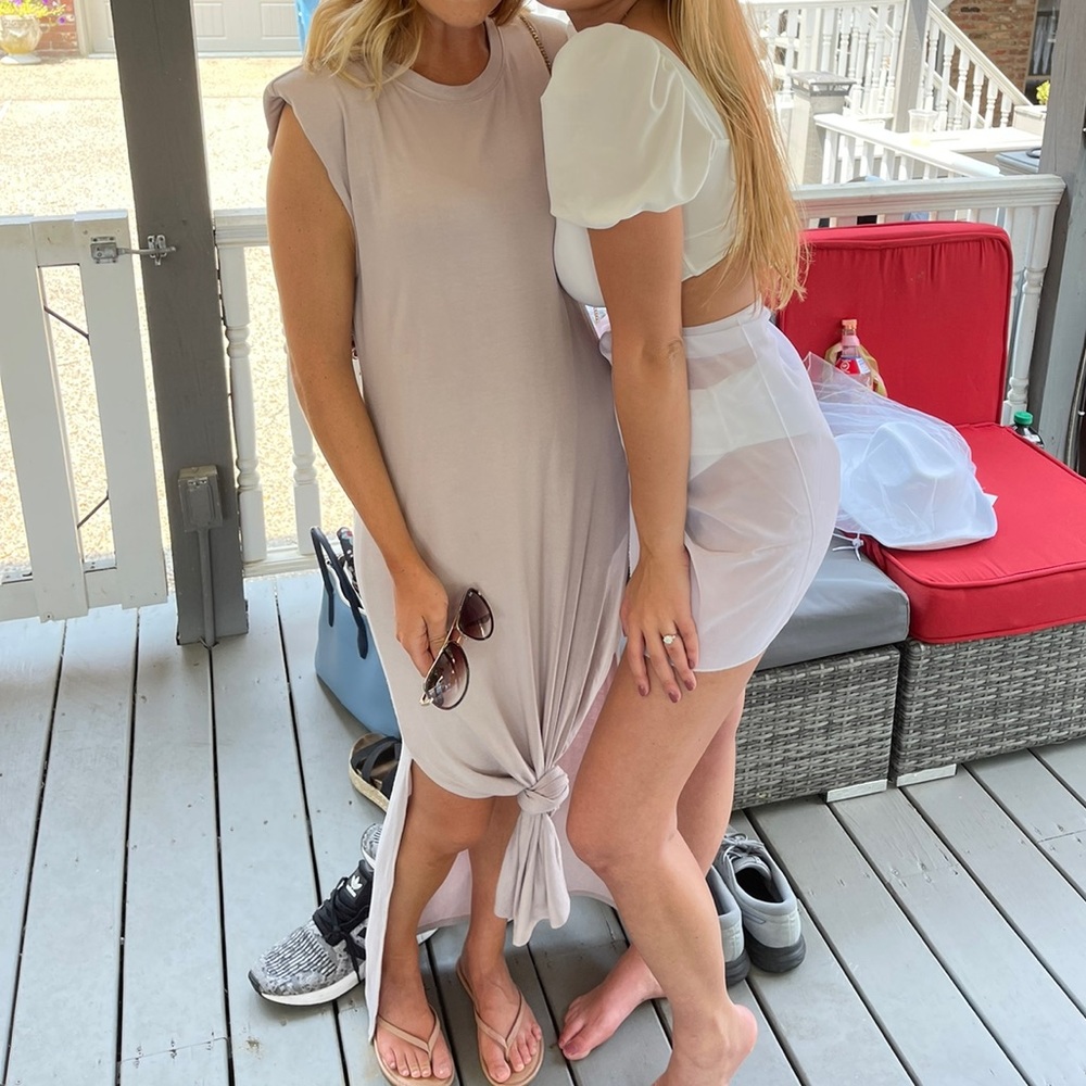 Cream cotton midi dress
